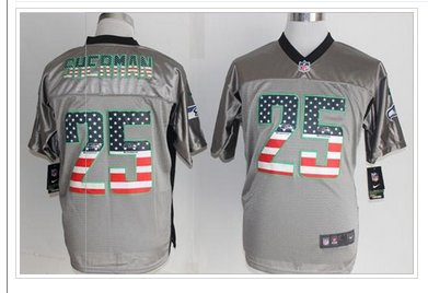 Nike Seattle Seahawks #25 Richard Sherman Grey NFL Elite USA Flag Fashion Jersey
