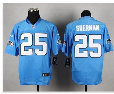 NEW Seattle Seahawks #25 Richard Sherman Light Blue NFL Elite Jersey