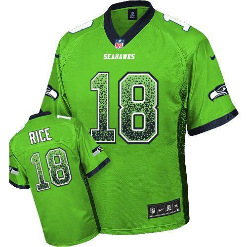 NEW Seattle Seahawks #18 Sidney Rice Green Stitched NFL Elite Drift Fashion Jerseys