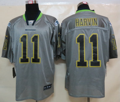 NEW NFL Seattle Seahawks 11 Percy Harvin Lights Out Grey Jerseys(Elite)