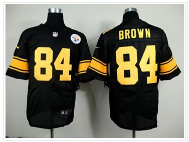 New Pittsburgh Steelers #84 Antonio Brown Black(Gold No.) NFL Elite Jersey
