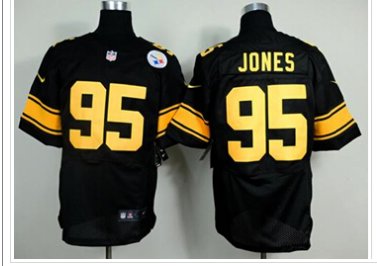 New Pittsburgh Steelers #95 Jarvis Jones Black(Gold No.)NFL Elite Jersey