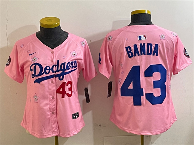 Youth Los Angeles Dodgers #43 Anthony Banda Pink 2025 Tokyo Series Limited Stitched Baseball Jersey Youth Los Angeles Dodgers #43 Anthony Banda Pink 2025 Tokyo Series Limited Stitched Baseball Jersey