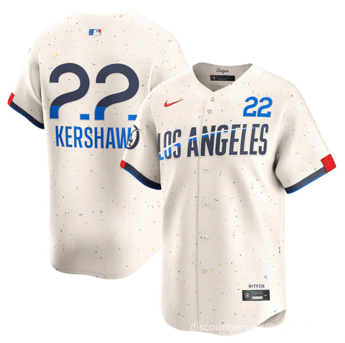 Youth Los Angeles Dodgers #22 Clayton Kershaw Cream 2024 City Connect Limited Stitched Baseball Jersey Youth Los Angeles Dodgers #22 Clayton Kershaw Cream 2024 City Connect Limited Stitched Baseball Jersey