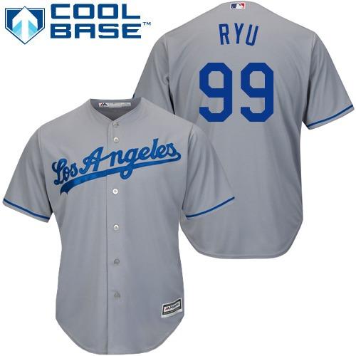 Dodgers #99 Hyun-Jin Ryu Grey Cool Base Stitched Youth MLB Jersey Dodgers #99 Hyun-Jin Ryu Grey Cool Base Stitched Youth MLB Jersey