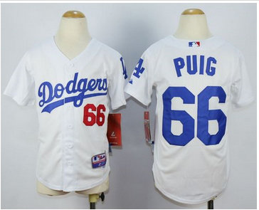 Youth Los Angeles Dodgers #66 Yasiel Puig White Cool Base Stitched Baseball Jersey Youth Los Angeles Dodgers #66 Yasiel Puig White Cool Base Stitched Baseball Jersey