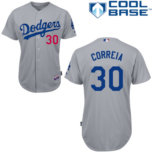 Los Angeles Dodgers#30 Correia Majestic Authentic Grey Jersey