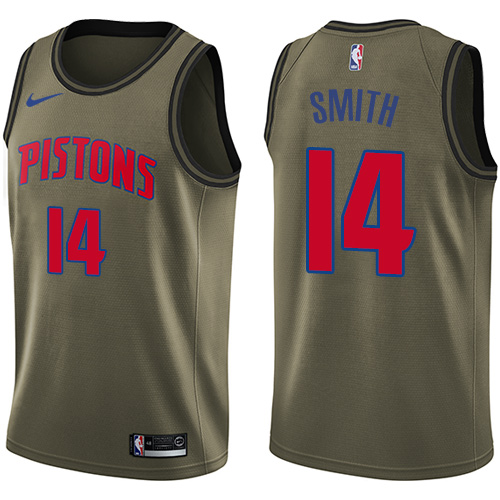 Nike Pistons #14 Ish Smith Green Salute to Service NBA Swingman Jersey Nike Pistons #14 Ish Smith Green Salute to Service NBA Swingman Jersey