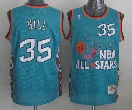 Detroit Pistons Mitchell And Ness #35 Grant Hill Light Blue 1996 All star NBA Jersey