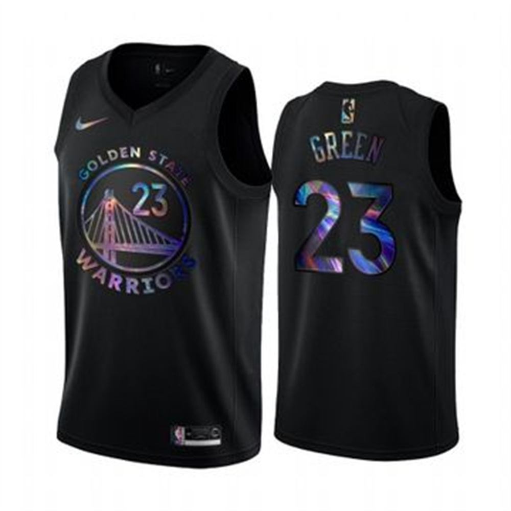 Nike Warriors #23 Draymond Green Men's Iridescent Holographic Collection NBA Jersey - Black Nike Warriors #23 Draymond Green Men's Iridescent Holographic Collection NBA Jersey - Black