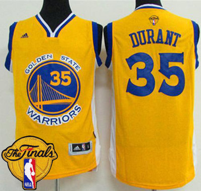 Warriors #35 Kevin Durant Gold The Finals Patch Stitched NBA Jersey