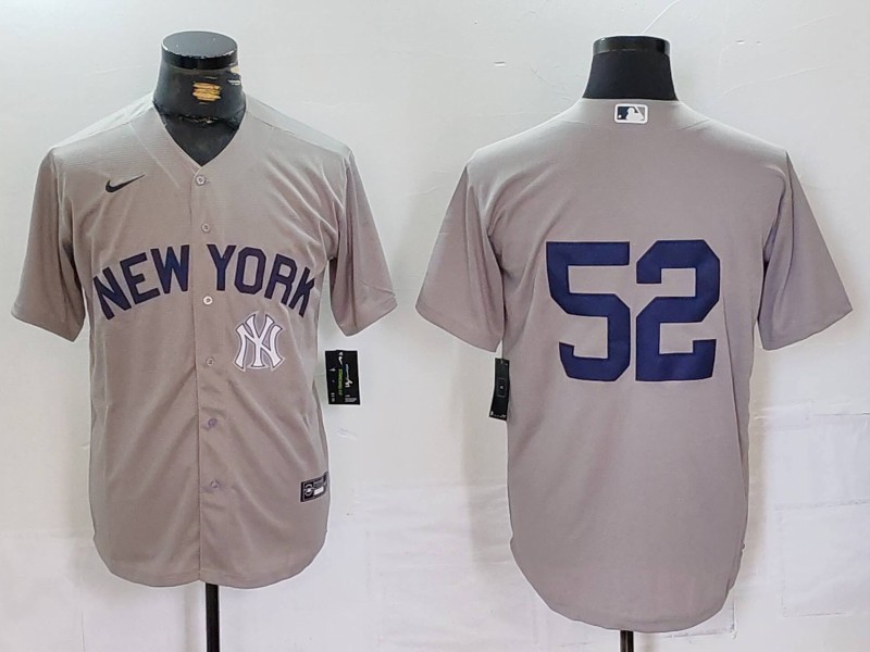 Men's New York Yankees #52 CC Sabathia Grey Cool Base Stitched Baseball Jersey 2