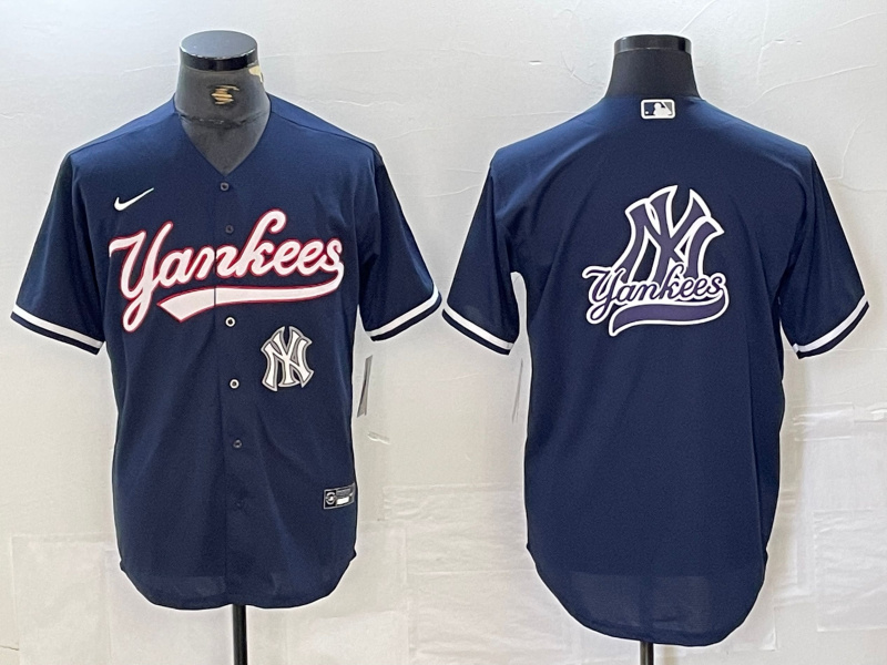 Men's New York Yankees Big LOGO Navy Cool Base Stitched Baseball Jersey 16 Men's New York Yankees Big LOGO Navy Cool Base Stitched Baseball Jersey 16