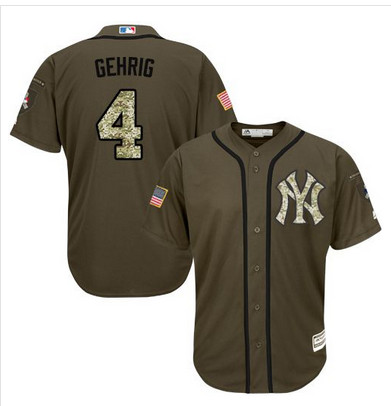 Yankees #4 Lou Gehrig Green Salute to Service Stitched MLB Jersey Yankees #4 Lou Gehrig Green Salute to Service Stitched MLB Jersey