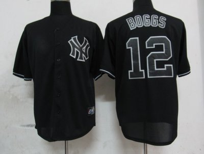 MLB New York Yankees 12 Boggs Black Fashion Jerseys