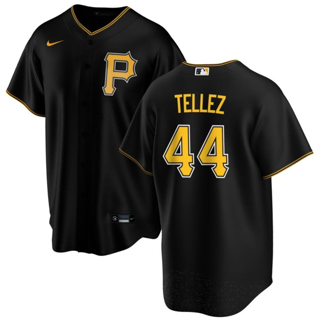 Men's Pittsburgh Pirates #44 Rowdy Tellez Black Cool Base Stitched Baseball Jersey Men's Pittsburgh Pirates #44 Rowdy Tellez Black Cool Base Stitched Baseball Jersey