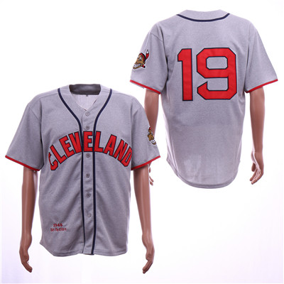 Indians #19 Bob Feller Gray 1948 Throwback Jersey