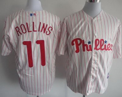 Philadelphia Phillies 11 Jimmy Rollins White Red Strip MLB Jerseys Philadelphia Phillies 11 Jimmy Rollins White Red Strip MLB Jerseys