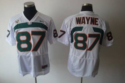 Hurricanes #87 Reggie Wayne White Embroidered NCAA Jerseys