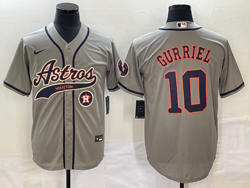 Men's Houston Astros #10 GrayYuli Gurriel Gray With Patch Cool Base Stitched Baseball Jersey Men's Houston Astros #10 GrayYuli Gurriel Gray With Patch Cool Base Stitched Baseball Jersey