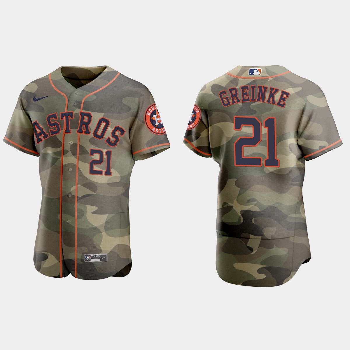 Houston Astros #21 Zack Greinke Men's Nike 2021 Armed Forces Day Authentic MLB Jersey -Camo
