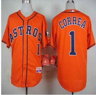 Houston Astros #1 Carlos Correa Orange Cool Base Stitched Baseball Jersey