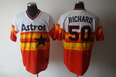 Houston Astros #50 richard throwback white-orange Color Houston Astros #50 richard throwback white-orange Color