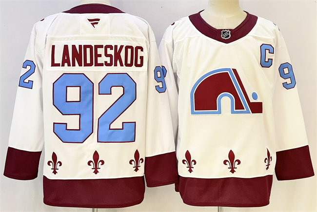 Men's Colorado Avalanche #92 Gabriel Landeskog White 2024-25 With C Patch Stitched Jersey Men's Colorado Avalanche #92 Gabriel Landeskog White 2024-25 With C Patch Stitched Jersey