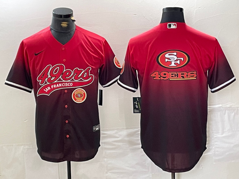 Men's San Francisco 49ers Team Big Logo Red Black With Patch Cool Base Stitched Baseball Jersey 5 Men's San Francisco 49ers Team Big Logo Red Black With Patch Cool Base Stitched Baseball Jersey 5