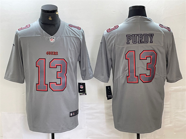 Men's San Francisco 49ers #13 Brock Purdy Grey Atmosphere Fashion Stitched Jersey Men's San Francisco 49ers #13 Brock Purdy Grey Atmosphere Fashion Stitched Jersey