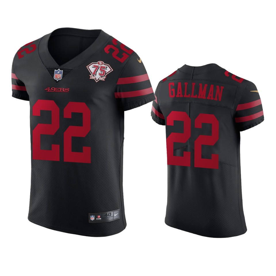 Nike 49ers #22 Wayne Gallman Black Alternate Men's 75th Anniversary Stitched NFL Vapor Untouchable Elite Jersey Nike 49ers #22 Wayne Gallman Black Alternate Men's 75th Anniversary Stitched NFL Vapor Untouchable Elite Jersey