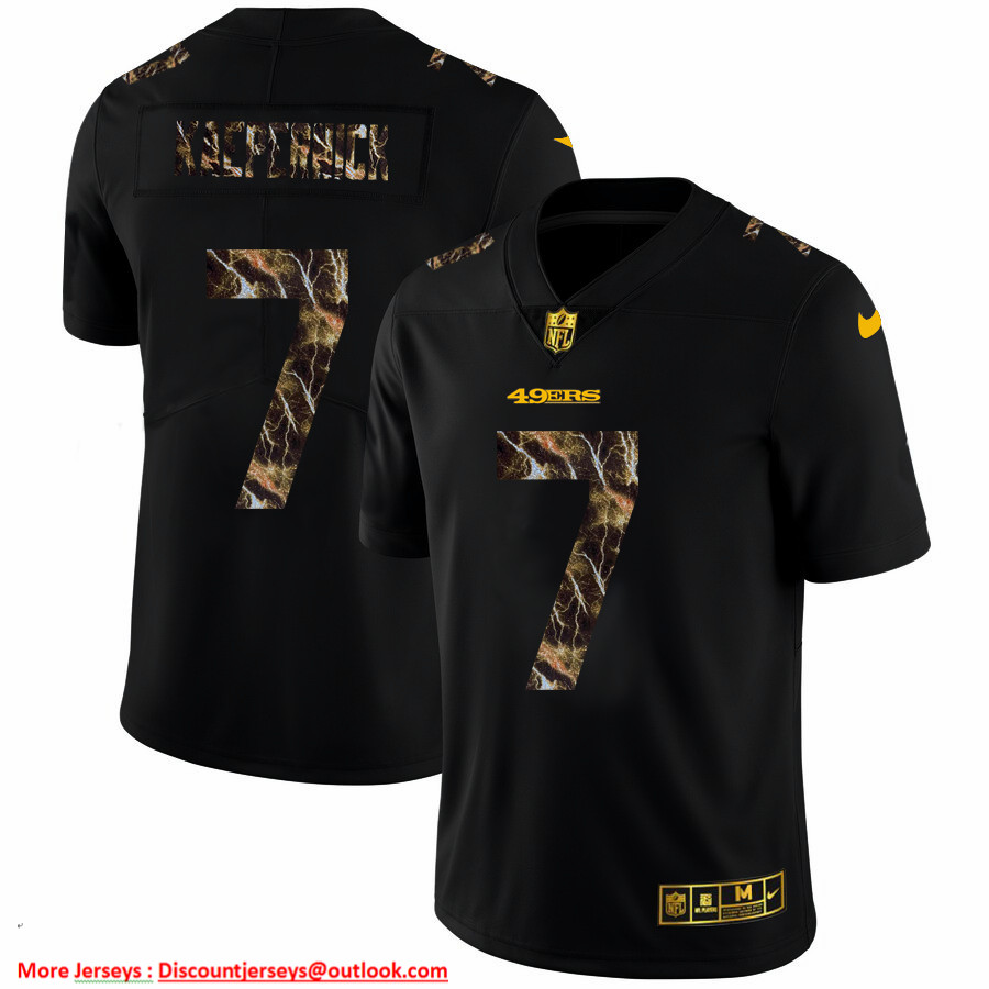 San Francisco 49ers #7 Colin Kaepernick Men's Black Nike Flocked Lightning Vapor Limited NFL Jersey San Francisco 49ers #7 Colin Kaepernick Men's Black Nike Flocked Lightning Vapor Limited NFL Jersey