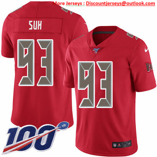 Nike Buccaneers #93 Ndamukong Suh Red Men's Stitched NFL Limited Rush 100th Season Jersey