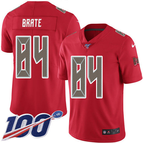 Nike Buccaneers #84 Cameron Brate Red Men's Stitched NFL Limited Rush 100th Season Jersey Nike Buccaneers #84 Cameron Brate Red Men's Stitched NFL Limited Rush 100th Season Jersey