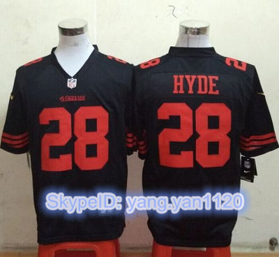 Nike 49ers #28 Carlos Hyde Black Alternate Men's Stitched NFL Game Jersey