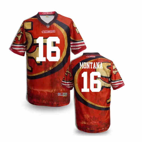 New San Francisco 49ers 16# Joe Montana Team Color NFL Elite Fanatical Version Jersey