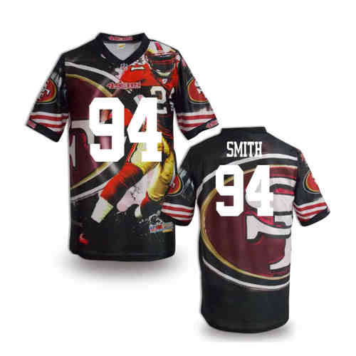 New San Francisco 49ers #94 Justin Smith Team Color Elite Fanatical Version Jersey