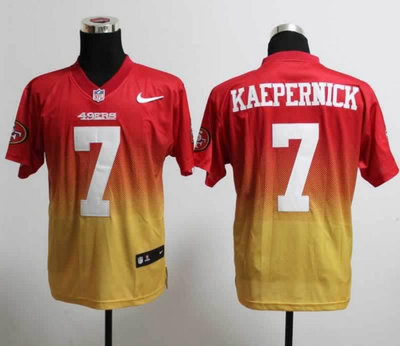 NEW San Francisco 49ers 7 Colin Kaepernick Red Yellow Drift Fashion II Elite NFL Jerseys