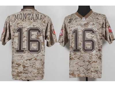 NEW San Francisco 49ers 16 Joe Montana Camo US.Mccuu NFL Jerseys