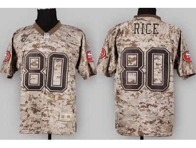 NEW San Francisco 49ers 80 Jerry Rice Camo US.Mccuu NFL Jerseys