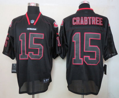 NEW NFL San Francisco 49ers 15 Michael Crabtree Lights Out Black Elite Jerseys