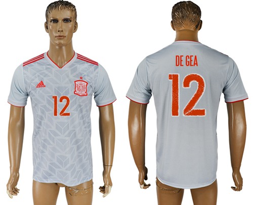 Spain #12 De Gea Away Soccer Country Jersey