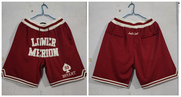 Lower Merion Aces 33 Kobe Bryant Red Just Don With Pocket High School Mesh Shorts_副本