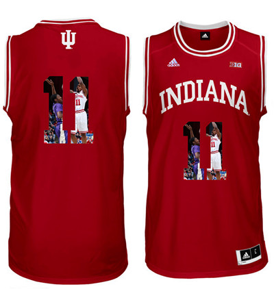 Indiana Hoosiers 11 Isiah Thomas Red With Portrait Print College Basketball Jersey