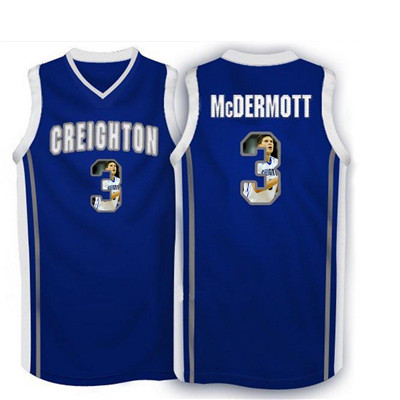 Creighton Bluejays 3 Doug McDermott Navy With Portrait Print College Basketball Jersey4