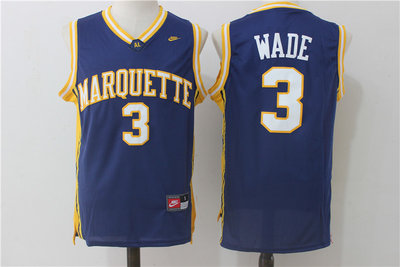 Marquette Golden Eagles 3# Dwyane Wade Blue College Basketball NCAA Jerseys Marquette Golden Eagles 3# Dwyane Wade Blue College Basketball NCAA Jerseys