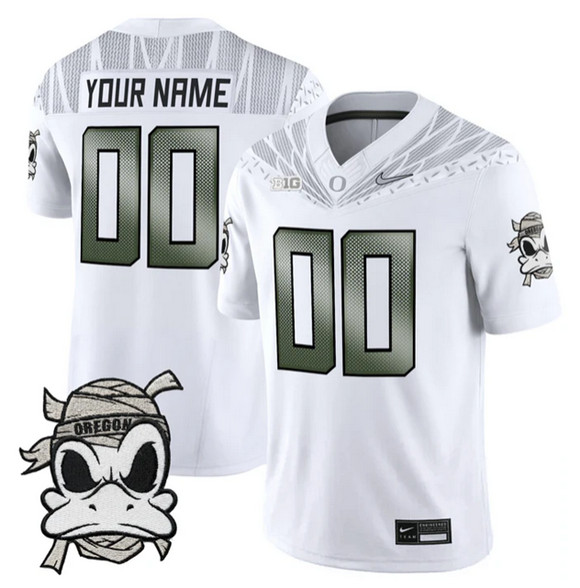 Men's Oregon Ducks Active Player Custom White 2025 F.U.S.E. 'Mummy Duck' Vapor Limited V1 Stitched Football Jersey 1