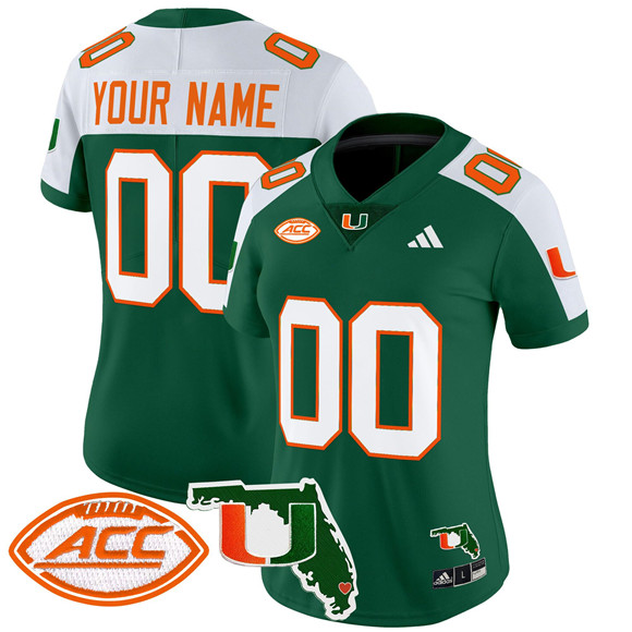 Women's Miami Hurricanes Active Player Custom Green Alternat 2024 F.U.S.E. Florida Patch Vapor Limited Stitched Football Jersey(Run Small) Women's Miami Hurricanes Active Player Custom Green Alternat 2024 F.U.S.E. Florida Patch Vapor Limited Stitched Football Jersey(Run Small)