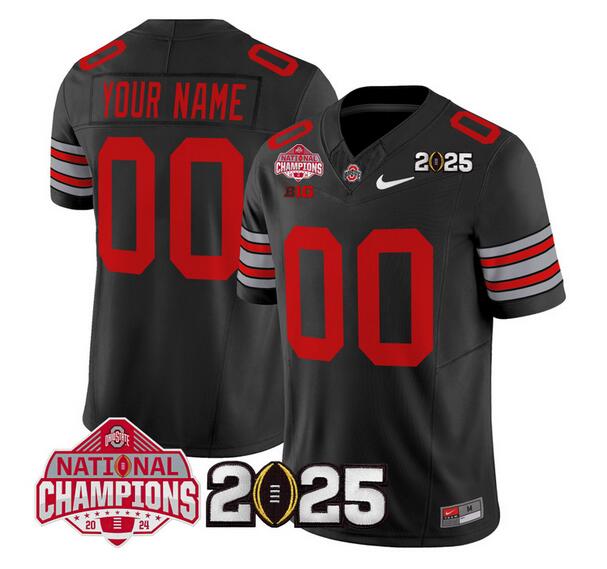 Men's Ohio State Buckeyes Active Player Custom Black 2025 CFP Final With National Champions Patch F.U.S.E. Vapor Limited Stitched Football Jersey Men's Ohio State Buckeyes Active Player Custom Black 2025 CFP Final With National Champions Patch F.U.S.E. Vapor Limited Stitched Football Jersey