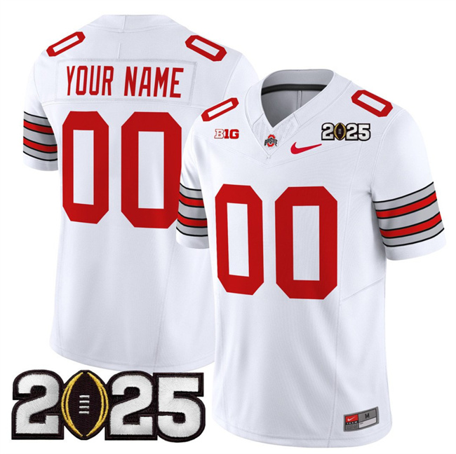 Men's Ohio State Buckeyes Active Player Custom White 2025 CFP Final Patch F.U.S.E. Vapor Limited Stitched Football Jersey Men's Ohio State Buckeyes Active Player Custom White 2025 CFP Final Patch F.U.S.E. Vapor Limited Stitched Football Jersey